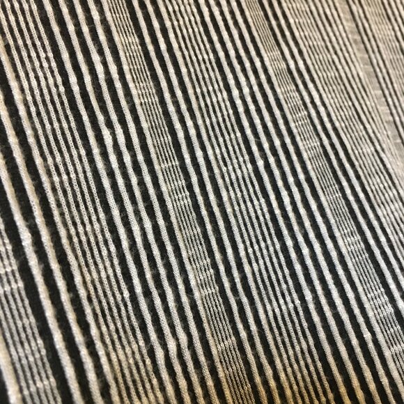 B&W Pinstripe Boho Flutter Sleeve Tie Hem Button Up Tee - Picture 8 of 15